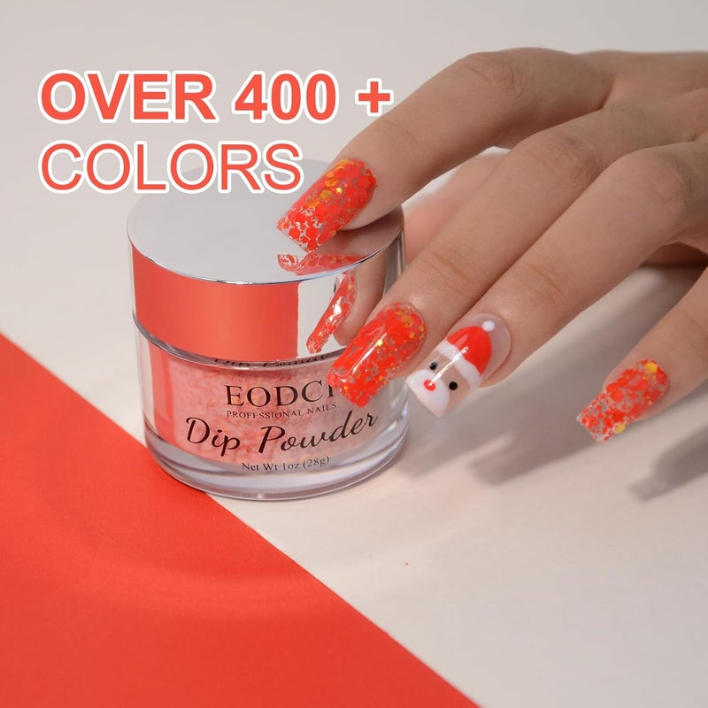 eodci 1oz Glitter Sequins Red Color Dip Powder Nails Dipping Nails Long-lasting Nails No UV Light Needed, Dipping Powder French Nail Art Starter Manicure Salon DIY at Home - Image 4
